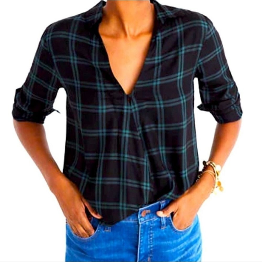 Madewell Wrap-Front Shirt in Palma Plaid